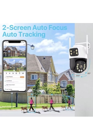 6mp Çift Lensli Wifi Ptz Kamera Akıllı Takip 360 Görüş Ip66 Gece Görüş Güvenlik Kamera