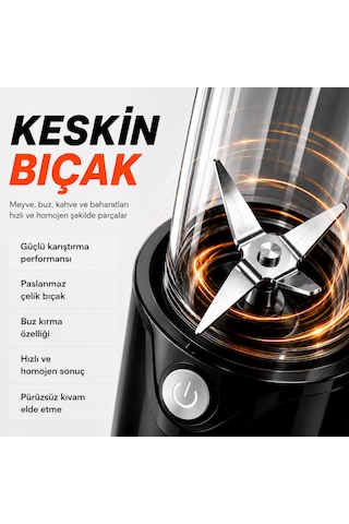 Tigrecook TG-3205B Nutrishake Fit 3 In 1 600 W Kişisel Smoothie Blender Ve Kahve Baharat Öğütücü