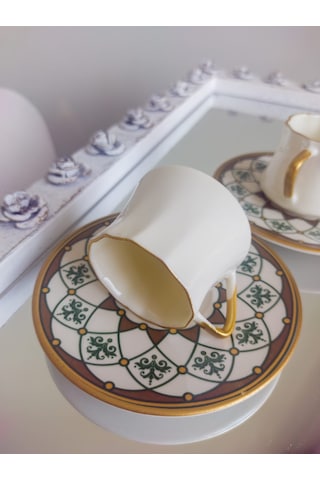Bukle New Bone China Gold 6 Kişilik Kahve Fincan Takımı 80 Ml Beyaz