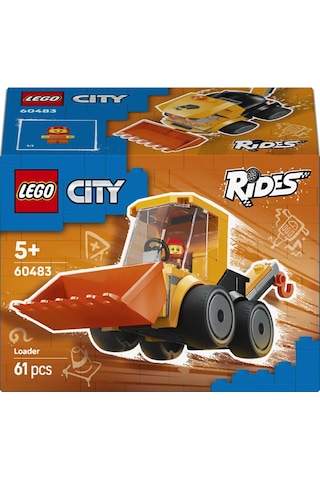 LEGO® City Araçlar – İnşaat Yükleyicisi 60483 - 5 Yaş Üzeri Çocuklar için İşçi Minifigürlü Yaratıcı Oyuncak Yapım Seti (61 Parça)