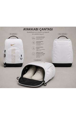 Varsity Elite Basketbol El Ayakkabı Çantası Ve Krampon Taşıma Çantası Beyaz