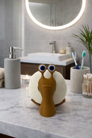 Salyangoz Tuvalet Kağıdı Tutucu Dekoratif & Fonksiyonel Banyo Dekorasyonu Banyo Organizeri Kahverengi