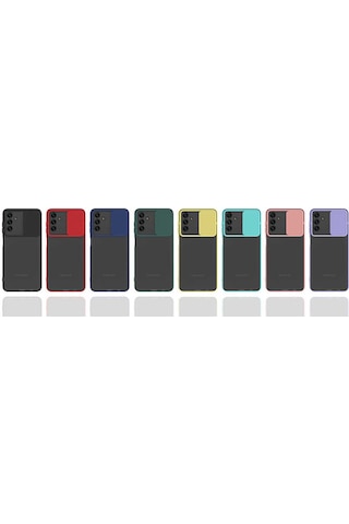 Noktaks Samsung Galaxy Uyumlu A13 5g Kılıf Slayt Sürgülü Arkası Buzlu Lensi Kapak Pembe Açık T19684
