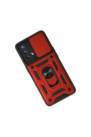 Newface Oppo A74 4g Kılıf Pars Lens Yüzüklü Silikon Semeglbl - 99 - Kırmızı