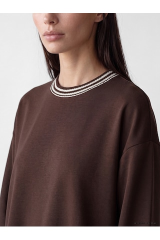 Lcw Everyday Kahverengi Oversize Soft Touch Kadın Sweatshirt Tunik