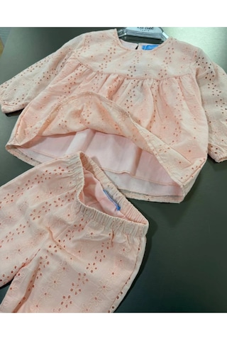 Fistolu Içi Astarlı Kız Alt-üst Set Oversize Beli Lastikli 2-7 Yaş Turuncu