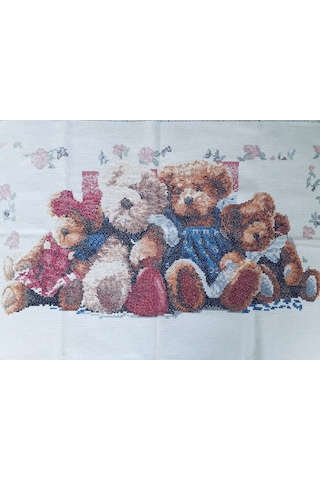 Kanaviçe el işi tablo “Bear family”