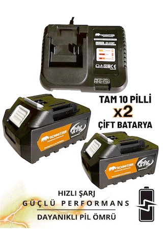 Schmitzer SCH-9108T 21V Pro Metal Dişli Çift Akülü Çelik Şansuzan Şarjlı Dal Ağaç Budama Makinesi Testeresi