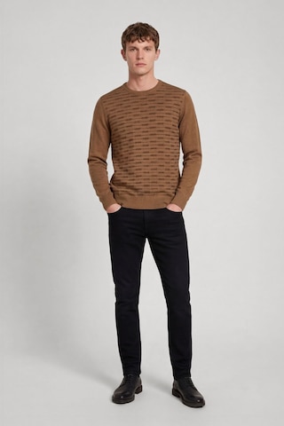 Sabri Özel Erkek Camel Normal Kesim Regular Fit Yünlü Standart Boy Dokuma Triko Kazak