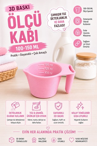 3d Baskı 100-150 Ml Ölçü Kabı Çamaşır Deterjanı, Toz Ve Granül Ölçü Kabı Gıda Uyumlu Pla Çok Renkli