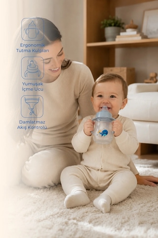 Babyjem Damlatmayan Suluk Alıştırma Bardağı 250 ml Gri