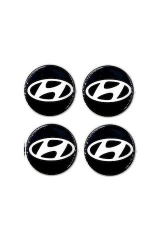 Hyundai Tasarım Damla Sticker Siyah Hyundai Jant Göbeği 5.5cm Uyumlu