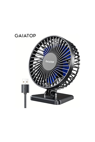 Zhanglei001 Gaıatop Kompakt Masaüstü Fanı Siyah Ve Mavi 3 Rüzgar Hızı Sessiz Taşınabilir Mini Fan Ofis Yatak Odası Seyahat Açık Hava
