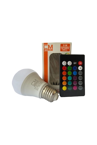 Rgb W Led Ampul, 9w Renk Değiştirme Özellikli, E27 Duy Uzaktan Kumandalı Dekoratif Aydınlatma Ampulü