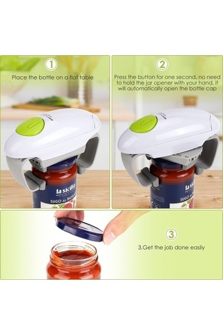 Ulzyvf Yeni Otomatik Mutfak Mühürlü Kavanozlar Açma Aleti, Güçlü Ve Dayanıklı Pratik Beyaz Aleti Diğer