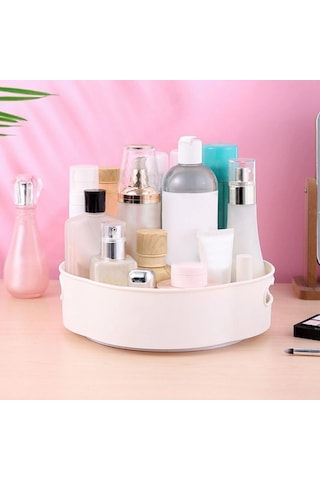 360 Derece Dönebilen Mekanizmalı Yuvarlak Tepsi Formlu Sunum Ve Servis Organizer Tablası 5365 Çok Renkli
