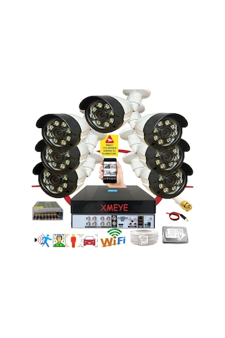 7 Li Araç İnsan Yüz Tanımalı Hareket Algılayan 5 Mp Lens 8 Warm Led Gece Renkli Kamera Seti 2308w