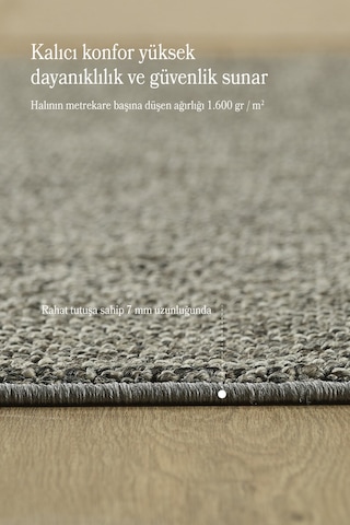 Naturel Bukleli Halı Gri Halı Salon Halısı Mutfak Halısı Yolluk Oeko-tex Sertifikalı Silinebilir
