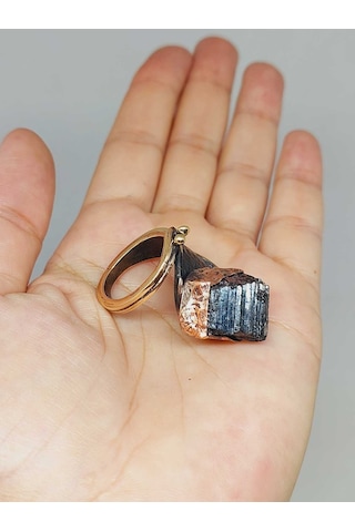 Yasamtohumu İri Boy Turmalin Taşı Ayarlanabilir Pirinç & Bakır Yüzük 55558 Bakır