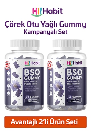 Hi Habit Çörek Otu Yağı Gummy D3 Çinko Takviyeli 2x60 Adet