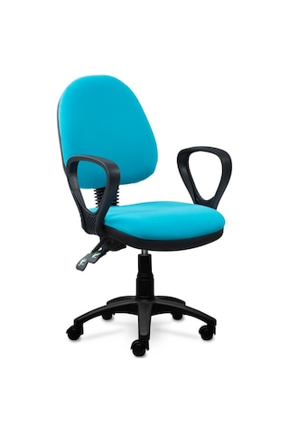 Ofiscombin Ofis Büro Sırt Ayarlanabilir Döner Tekerlekli Öğrenci Ders Çalışma Koltuğu Turkuaz Kumaş 00047499206