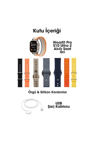 Wearfitpro Wearfit S10 Ultra 2 7 Kordonlu Akıllı Kol Saati Miniled Ekran Gri 49mm