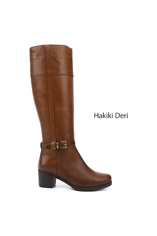 Gönderi(R) Gönderi R Kadın Taba Antik Fermuarlı Kalın Topuklu Hakiki Deri Çizme Gkzc13444564 Taba