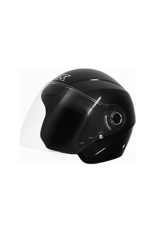 Gp Gx Mks005-Gb Şeffaf Vizörlü Motosiklet Yarım Kask Siyah