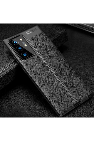 Samsung Galaxy Note 20 Ultra Uyumlu Silikon Kılıf Deri Desenli Kamera Korumalı Kapak