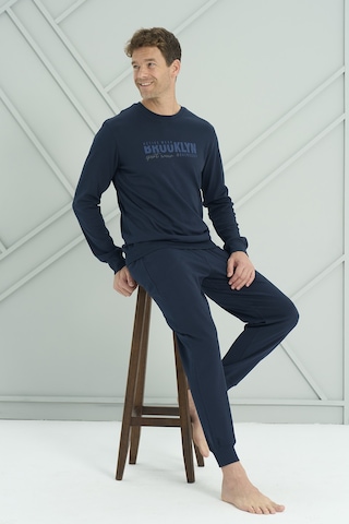 Erkek Interlok Penye Uzun Kol Pijama Takımı 2221 Lacivert Lacivert
