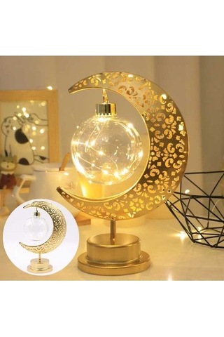 Maoyaya Ambition 1 Adet Altın Led Demir Masa Lambası Yıldız Ay/yuvarlak Sarı Işık Açık Sarı