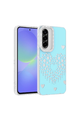 Maks Technology Samsung Galaxy Uyumlu A37 Kılıf Damla Taşlı Mkst Rivas Sert Pc Kapak - Mavi
