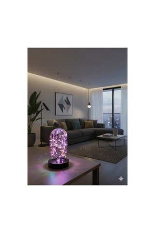 Led Işıklı Ters Fanus 3 Metre Peri Tel İle Birlikte Rgb Renkli Teraryum Dekoratif Organizasyon Çok Renkli