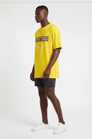 Usa Basketball Los Angeles Sarı Oversize Erkek T-shirt 141951