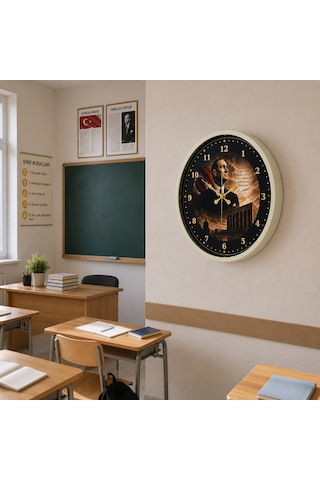 Büro Ev Ofis Hediyesi İçin 36cm Krem Legacy Ulu Önder Duvar Saati Diğer
