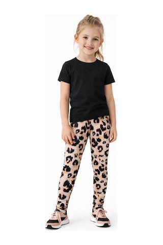 Baglan Kız Çocuk Fitilli Tayt Leopar Bgl-st05205 Pudra