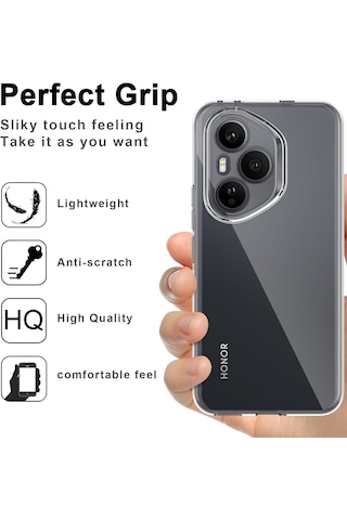 Honor 400 Pro Kılıf Şeffaf Silikon + 5d Ekran Koruyucu Cam Set