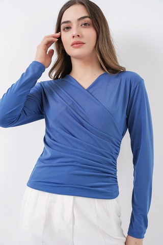 Bigdart 939 Anvelop Yaka Sandy Bluz - İndigo