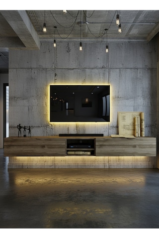 Resital Ledli Duvara Monte Tv Sehpası - Ceviz - W6009-2 Ceviz