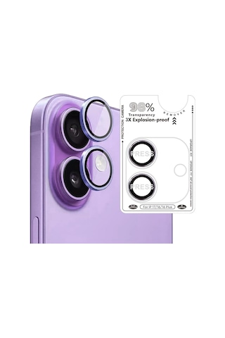 Binano Apple Uyumlu iPhone 17/16/16 Plus Safir Mor Kamera Koruyucu Mor