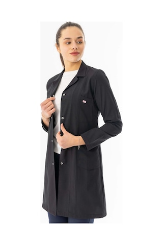Spor Yaka Uzun Kol Kadın Personel Önlüğü Alpaka Kumaş Siyah Rnk102 Siyah