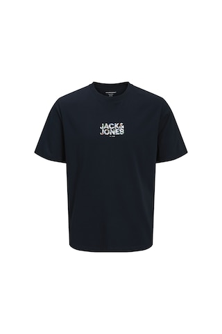 Jack & Jones Erkek Bisiklet Yaka Gögüs Baskili Tisört - New Plas - 12310180 Lacivert