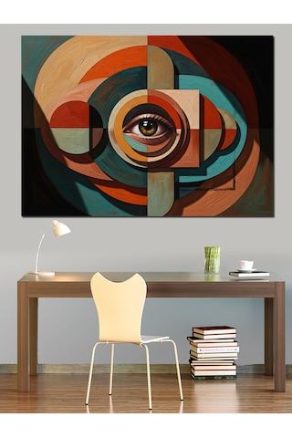 Geometrik Modern Göz Ve Şekiller Dekoratif Kanvas - Mdf Ahşap Tablo