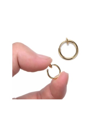 Altın Renk Sıkıştırmalı Deliksiz Piercing 1 Çift Fake Burun Dudak Kulak Küpe