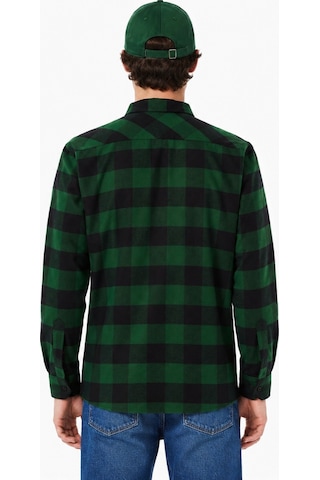 Lacoste Men's Relaxed Fit Button-down Linen Shirt Rahat Kesim Pamuklu Kareli Erkek Gömlek Yeşil