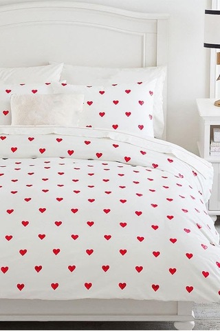Heart Tek Kişilik Çarşafı Lastikli Kalpli Nevresim Takımı Kırmızı 0