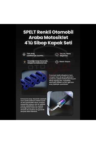 Renkli 4 Lü Sibop Kapak Seti Araba & Motosiklet Uyumlu, Alüminyum, Hava Kaçağını Önler - Fuşya