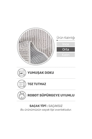 Mokka Modern Halı Yumuşak Dokulu, 9 Mm Orta Kalınlık, Tozumaz Ve Robot Süpürge Uyumlu Krem - Gri