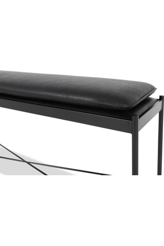 Essa Modern Deri Döşemeli Metal Ayaklı Bench Siyah