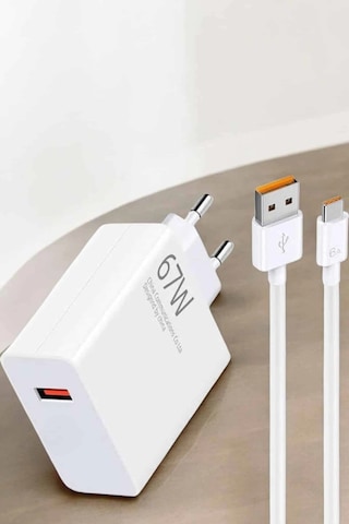 Şarj Aleti 67w Hızlı Şarj Turbo Typec Uyumlu Şarj Adaptörü Kablosu